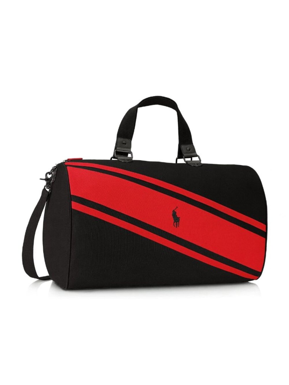 RALPH LAUREN POLO BLACK AND RED DUFFLE BAG TRAVEL WEEKEND